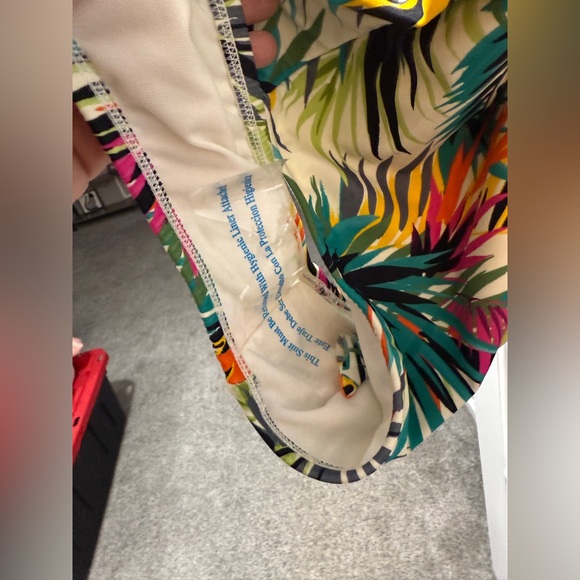 NWOT Shade & Shore Women's Plunge Ring Detail Swimsuit-Multi Tropical Print - Picture 7 of 13